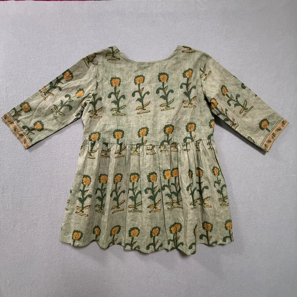Nav Jeewan Babydoll Ethnic Boho Fusion Made India‎ Tunic Top Women Size Large 42